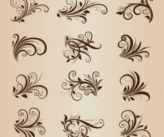 Collection of Vector Vintage Floral Ornament Design Elements