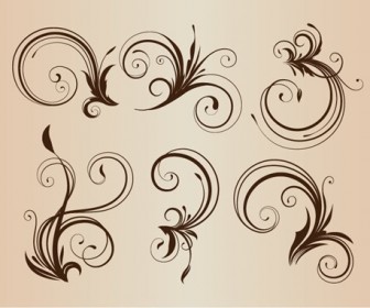 Curly Floral Elements for Design Vector Illustration