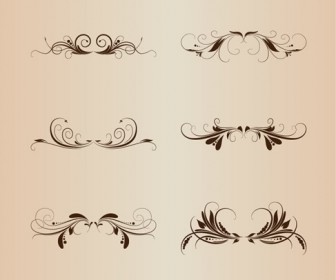 Vintage Floral Design Elements Vector Illustration Set