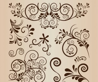 Floral Swirl Decoration Vector Element Collection