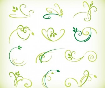 Abstract Green Floral Elements Vector Collection