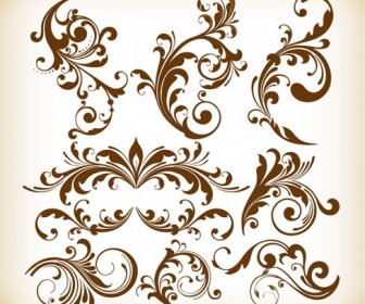 Vintage Design Floral Element Vector Graphis Set