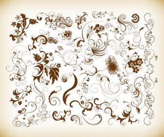 Vector Set of Floral Elements for Decor