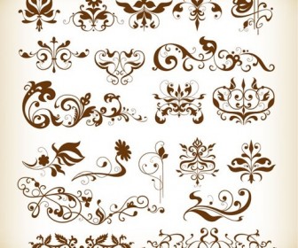 Set of Floral Elements Vector