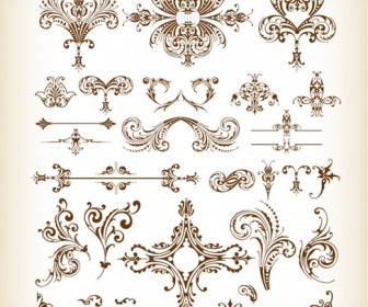 Vector Set of Vintage Floral Elements