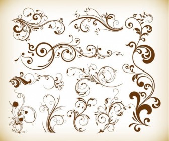 Floral Swirl Vector Set