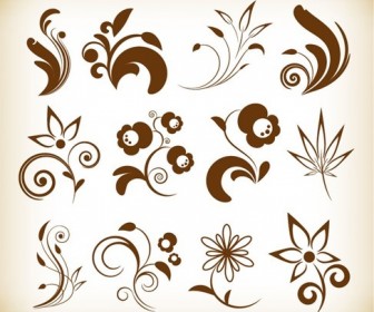 Flower Floral Design Elements Vector Set