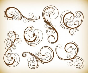 Various Swirl Floral Elements Vector Illustration Set