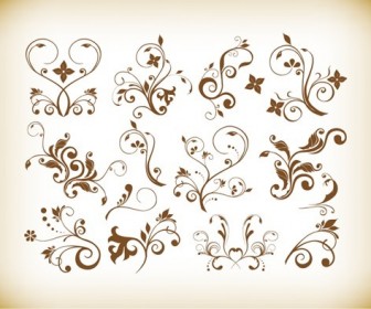 Vector Set of Decorative Floral Vintage Vector Design Elements