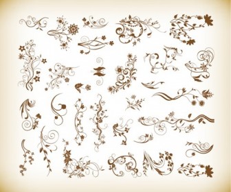 Set of Vector Ornamental Floral Elements for Design