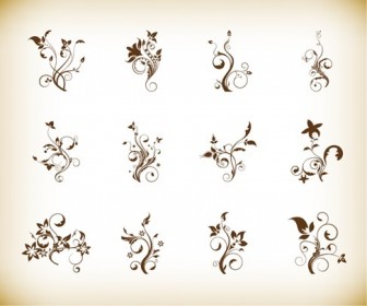 Swril Floral FLower Vector Illustration Set