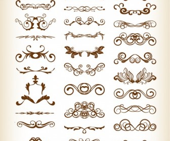 Vector Set of Vintage Floral Frame Element for Design