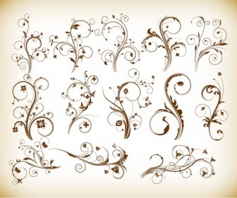 Vector Set of Swirl Floral for Your Design