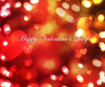 Bokeh Light with Shiny Hearts Valentine's Day Background