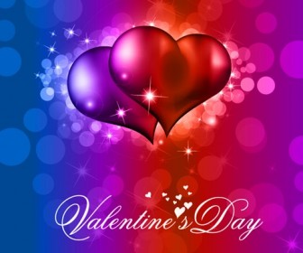 Colorful Valentine Day Background with Heart and Love Vector Illustration