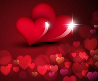 Valentine Day Love with Bokeh Hearts Background Vector Illustration