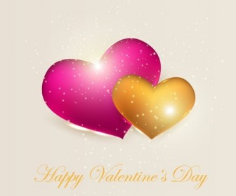 Valentines Day Card with Sparkling Heart Vector Illustration