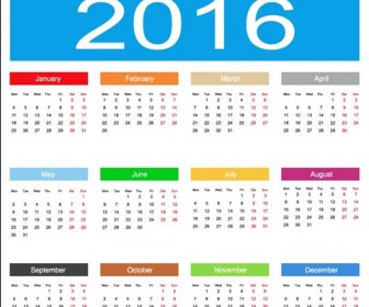 2016 Calendar Vector Illustration