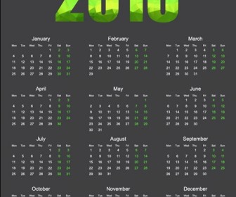 2016 Calendar with Low Poly Vector Illustration