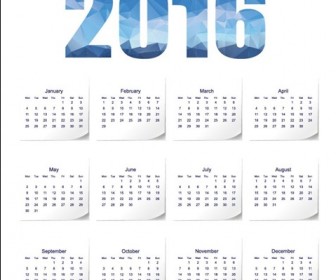 2016 Year Calendar Vector Illustration