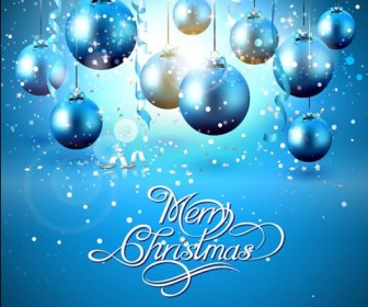 Christmas Balls on Blue Background Vector Illustration