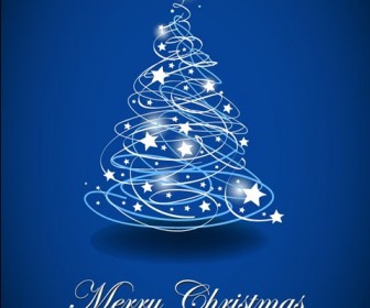 Abstract Christmas Trees on Blue Background Vector Illustration