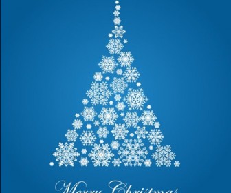 Christmas Tree with Snowflakes Vector Illustration