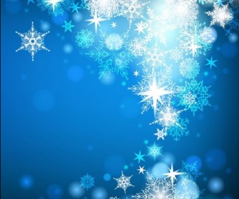 Christmas Card with Snowflakes on Blue Background