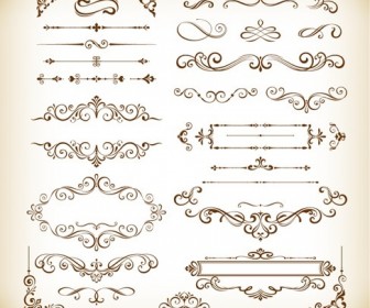 Floral Design Useful Elements Vector Illustration Set