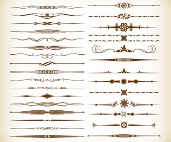 Borders and Dividers Decorative Vignette Elements Vector Set