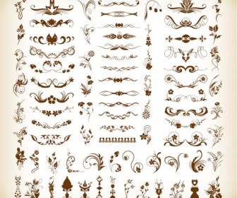 Vector Illustration Set of Floral Decorative Elements for Design