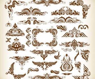 Vector Illustration Set of Elegant Decoration Floral Elements