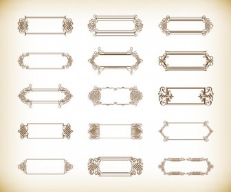 Vector Set of Vintage Banners and Labels or Frames Ornamental Design