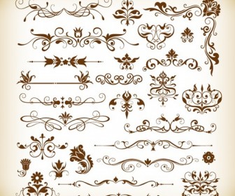 Vector Set of Useful Floral Elements for Design