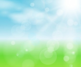 Spring Bokeh Blue Sky Background Vector Illustration