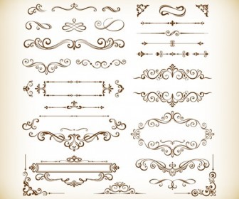 Vector Set of Decorative Floral Elements for Design