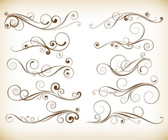 Vector Set of Vintage Flourish Swirl Elements