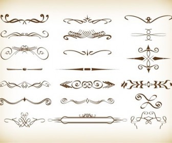 Decorative Vignette Elements Set in Vintage Style Vector Set