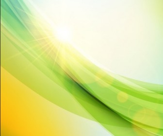 Abstract Sunlight Green Wave Background